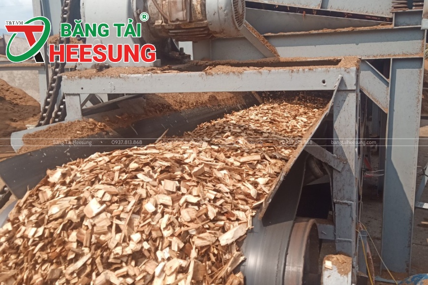 băng tải vận chuyển dăm gỗ