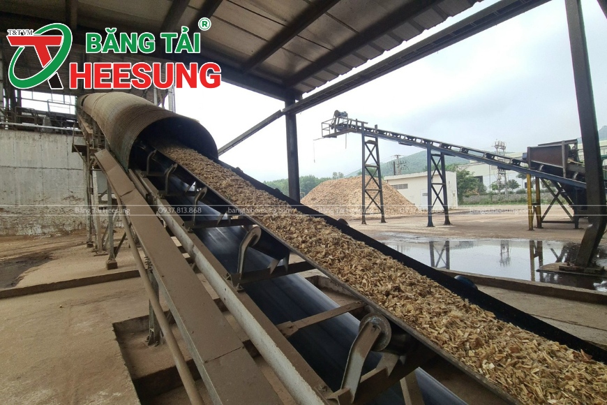 băng tải cao su tải dăm gỗ