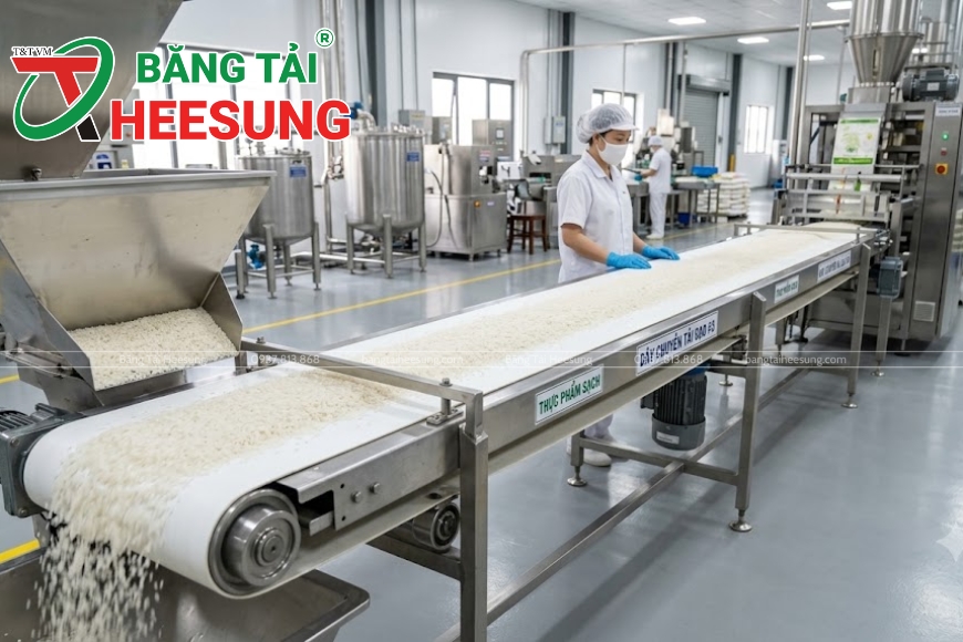 băng tải cao su trắng tải vật liệu